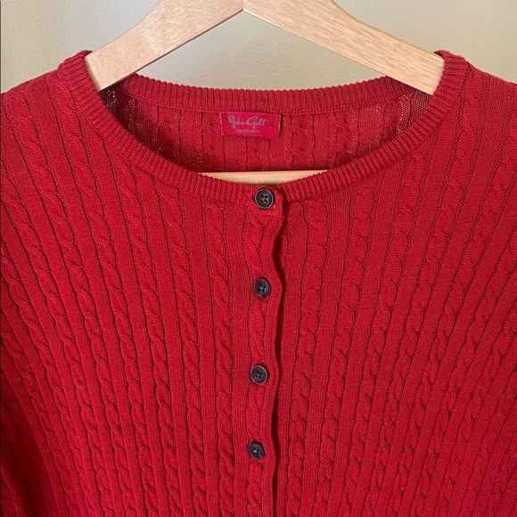 John Galt Red Cableknit Cardigan - Picture 4 of 6